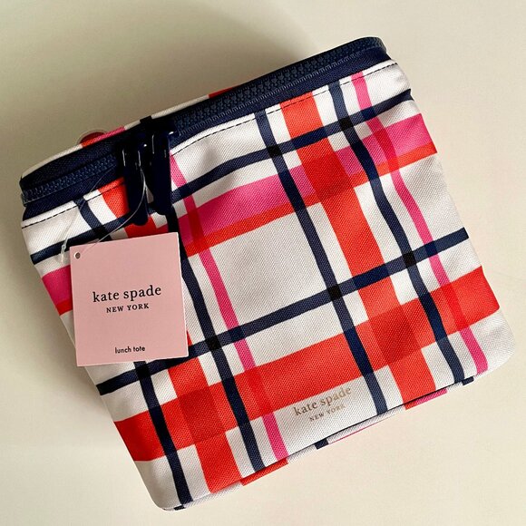 NWT Kate Spade Spring Plaid Insulated Lunch Tote - Picture 4 of 10